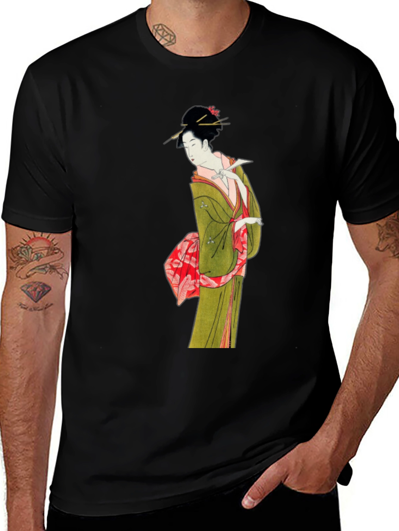 Japanese Geisha Art T-Shirt - Unique Ukiyo-e Design