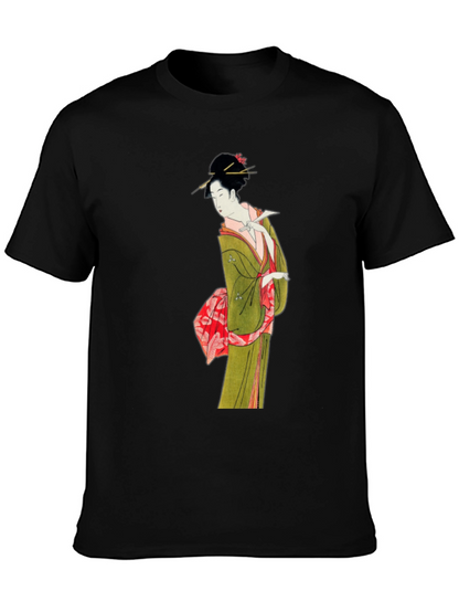 Japanese Geisha Art T-Shirt - Unique Ukiyo-e Design