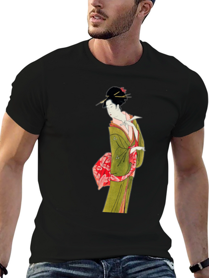 Japanese Geisha Art T-Shirt - Unique Ukiyo-e Design