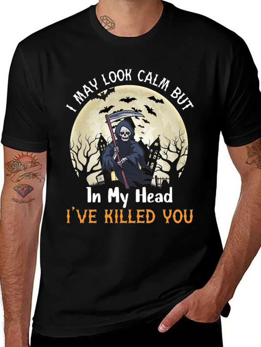 Grim Reaper Graphic T-Shirt - I May Look Calm Design