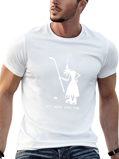 Witch Hockey Fun T-Shirt - Black Cotton Blend