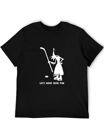 Witch Hockey Fun T-Shirt - Black Cotton Blend