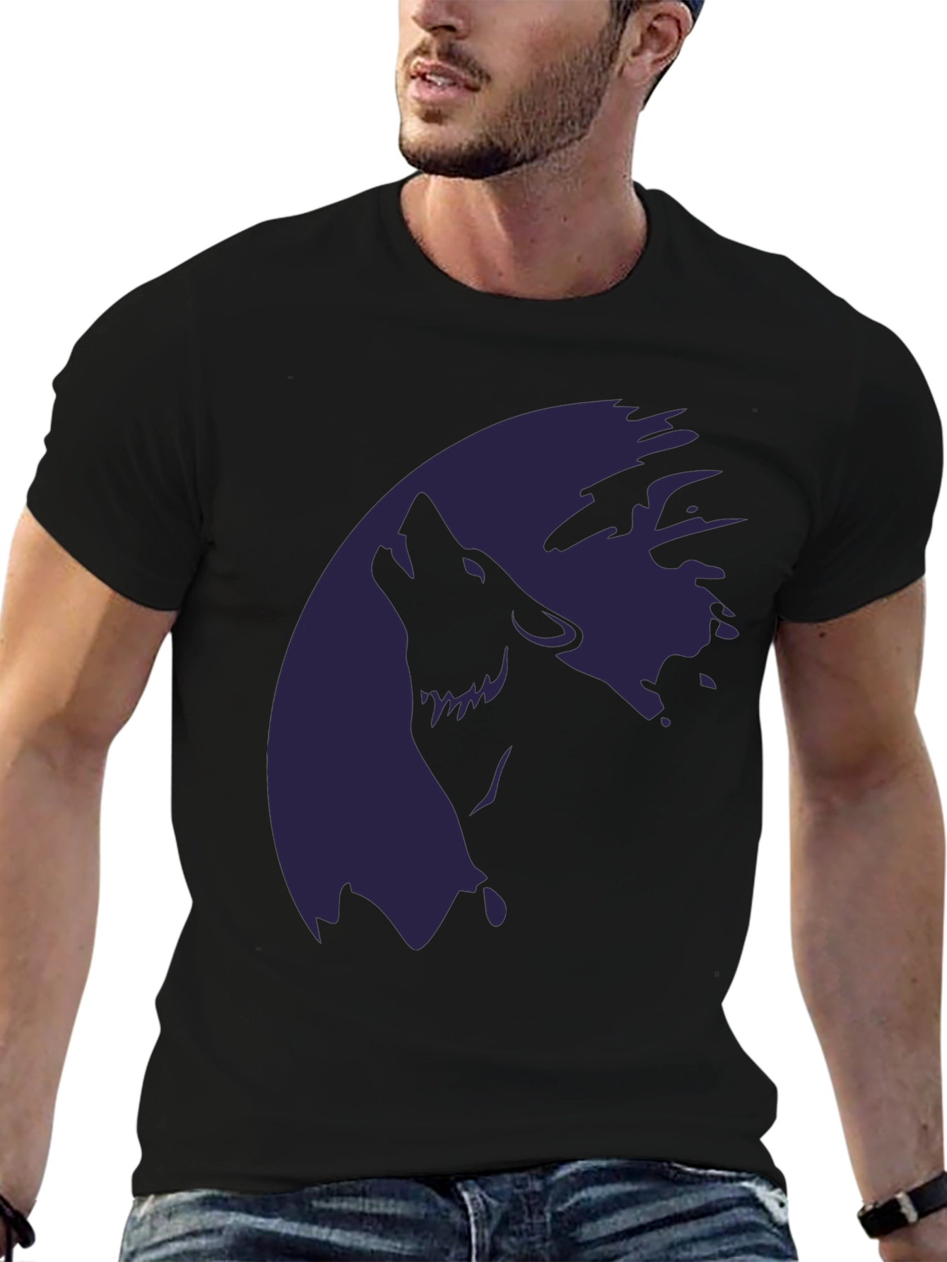 Wolf Moon Graphic T-Shirt - Stylish Dark Tee