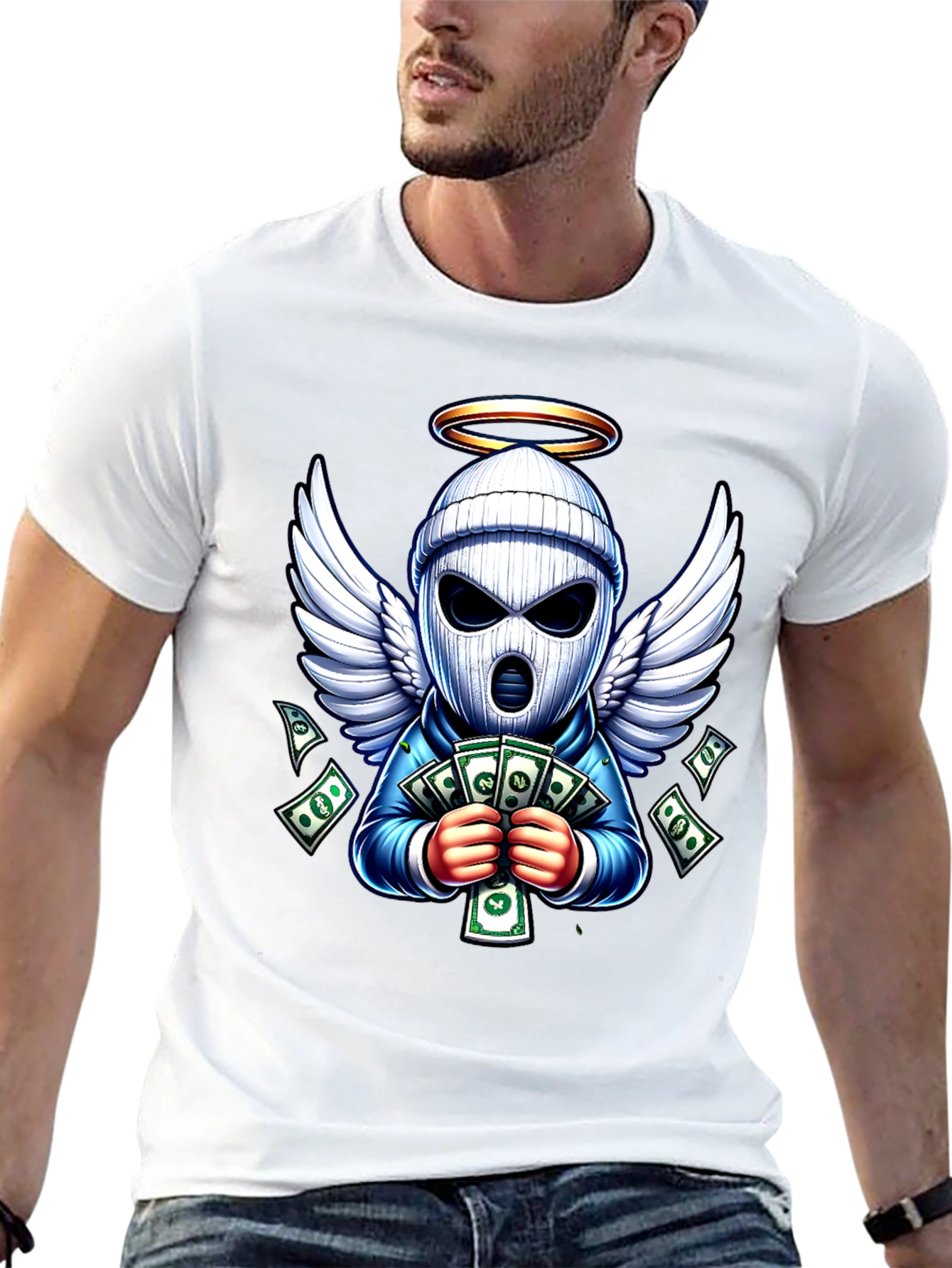 Angel Bandit Cash T-Shirt - Stylish Graphic Tee