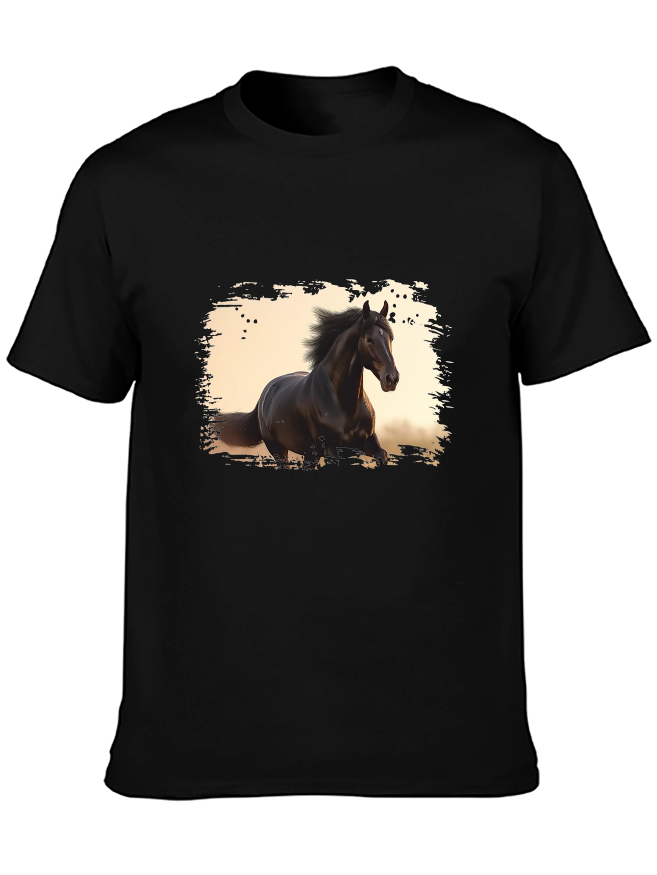 Black Horse Graphic Tee - Stylish Mens T-Shirt
