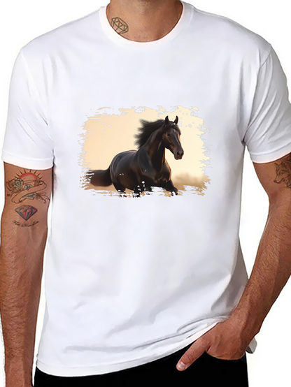 Black Horse Graphic Tee - Stylish Mens T-Shirt
