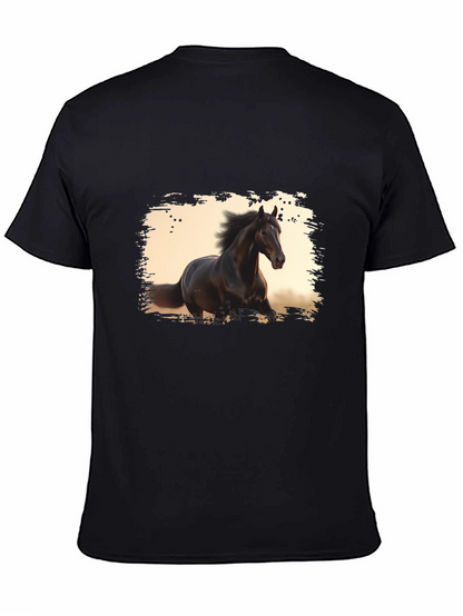 Black Horse Graphic Tee - Stylish Mens T-Shirt