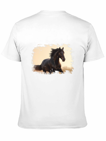 Black Horse Graphic Tee - Stylish Mens T-Shirt
