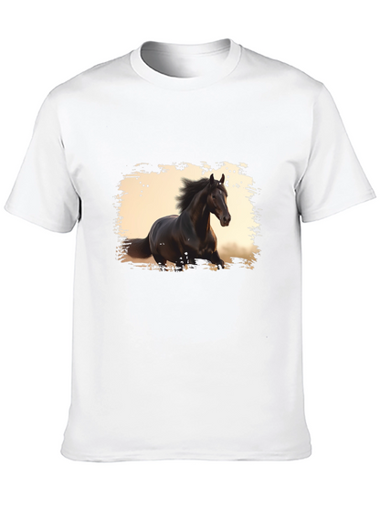 Black Horse Graphic Tee - Stylish Mens T-Shirt