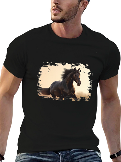 Black Horse Graphic Tee - Stylish Mens T-Shirt