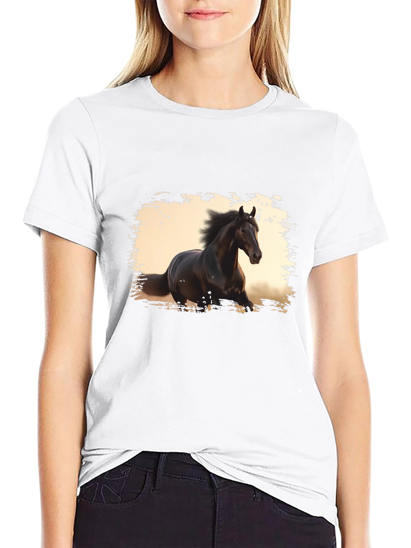 Black Horse Graphic Tee - Stylish Mens T-Shirt