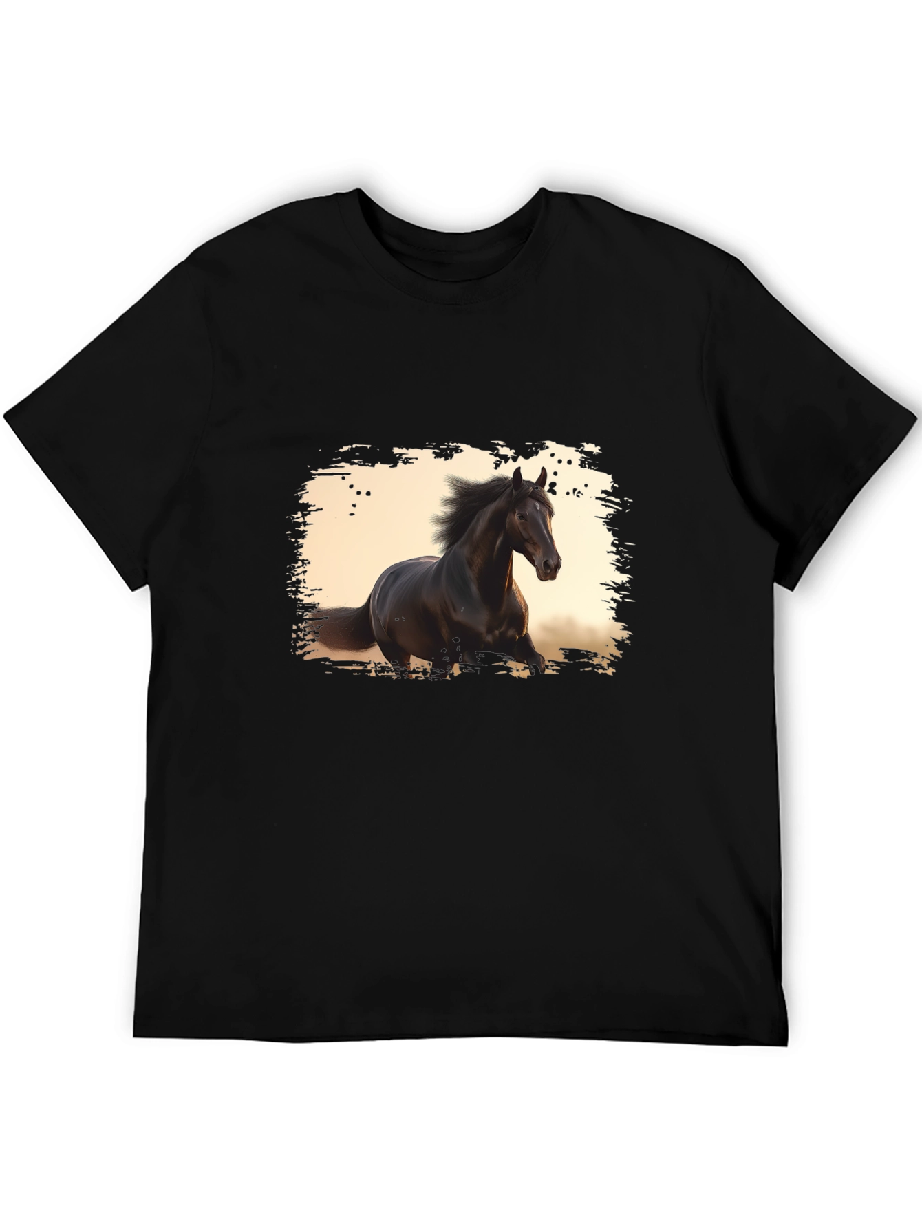 Black Horse Graphic Tee - Stylish Mens T-Shirt
