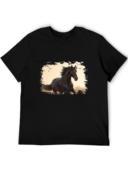Black Horse Graphic Tee - Stylish Mens T-Shirt