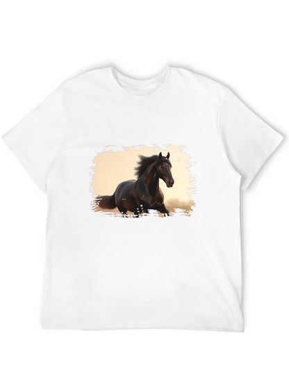 Black Horse Graphic Tee - Stylish Mens T-Shirt