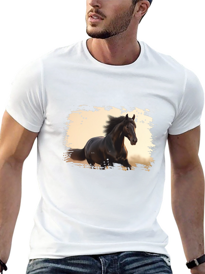 Black Horse Graphic Tee - Stylish Mens T-Shirt