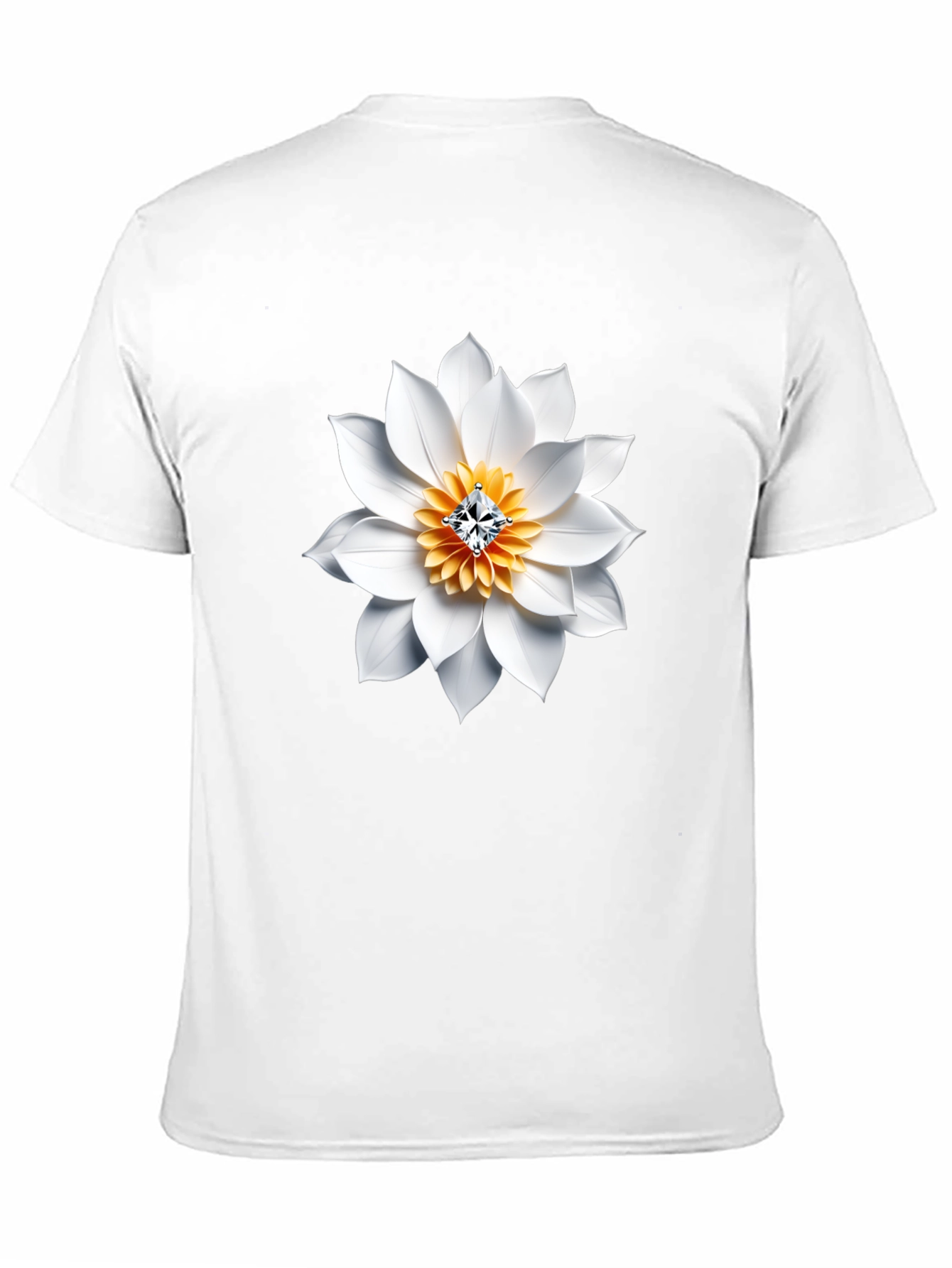 Black T-Shirt with White Floral Diamond Design
