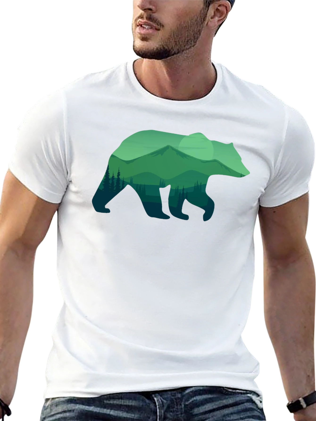 Nature Bear Graphic T-Shirt - Black