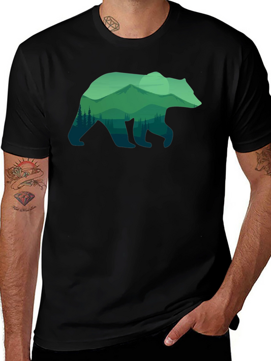 Nature Bear Graphic T-Shirt - Black