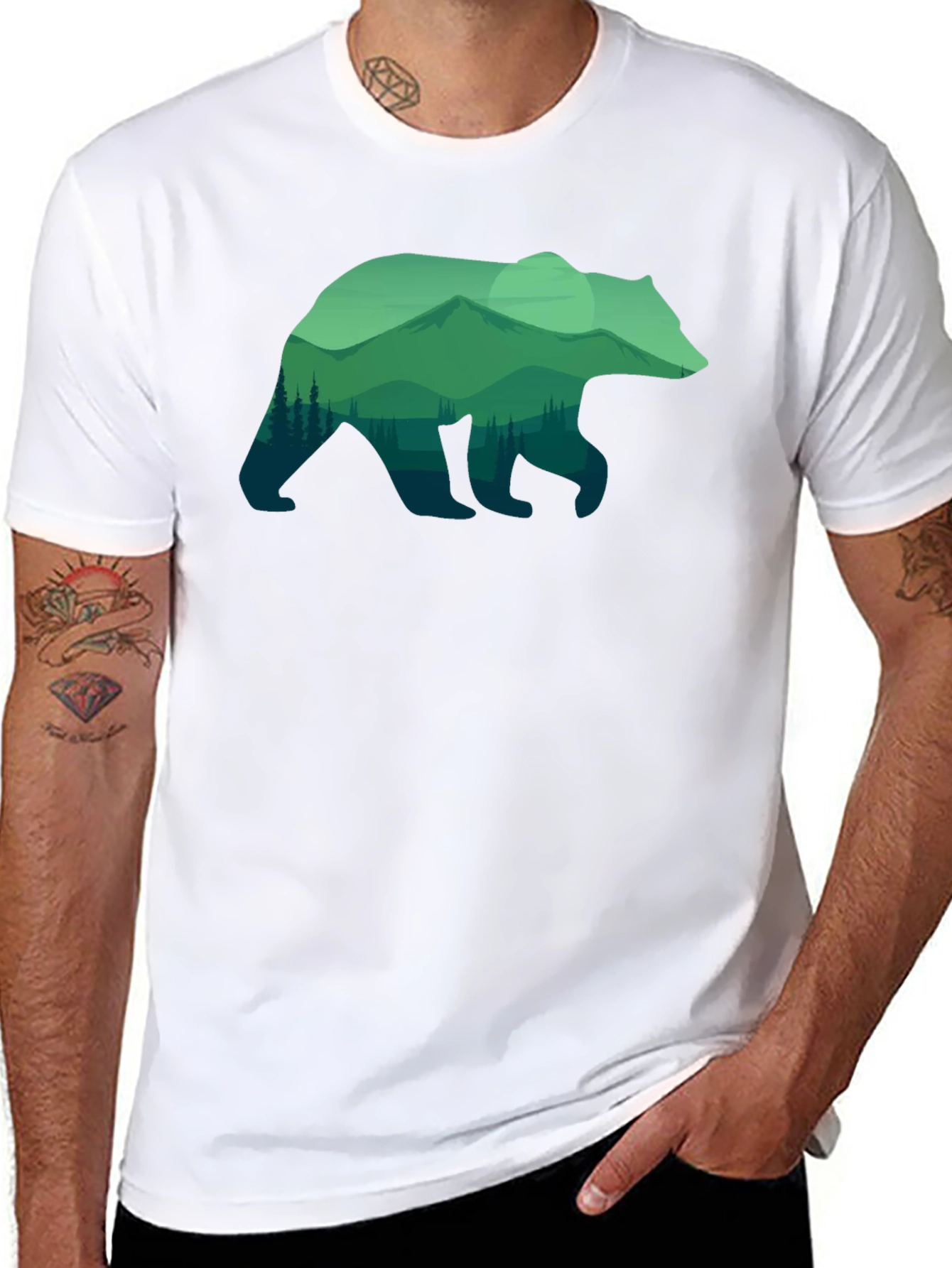 Nature Bear Graphic T-Shirt - Black