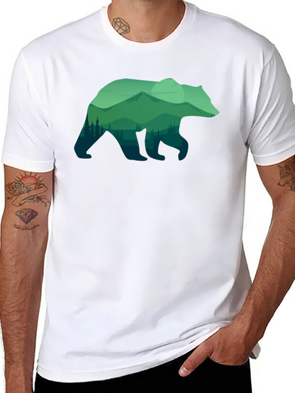 Nature Bear Graphic T-Shirt - Black