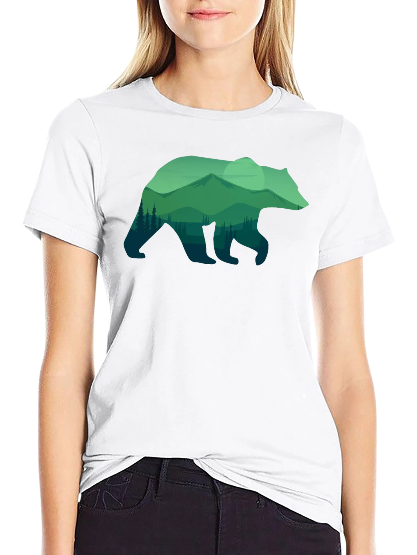 Nature Bear Graphic T-Shirt - Black