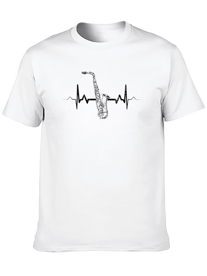 Saxophone Heartbeat T-Shirt - Music Lover Tee