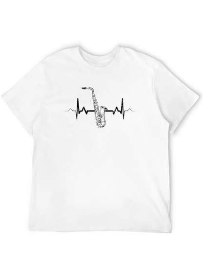 Saxophone Heartbeat T-Shirt - Music Lover Tee