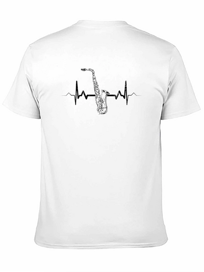 Saxophone Heartbeat T-Shirt - Music Lover Tee