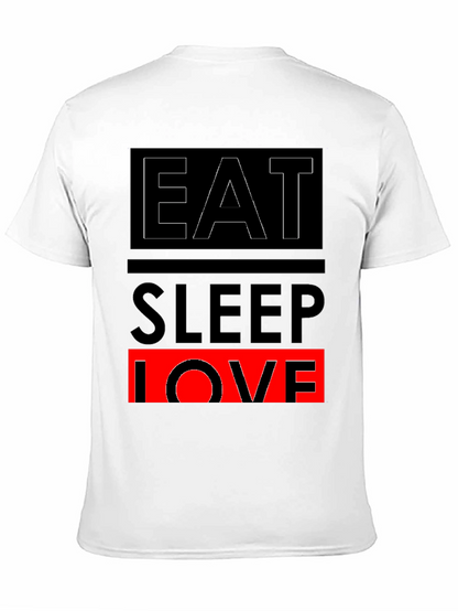 Eat Sleep Love Graphic Print Black T-Shirt