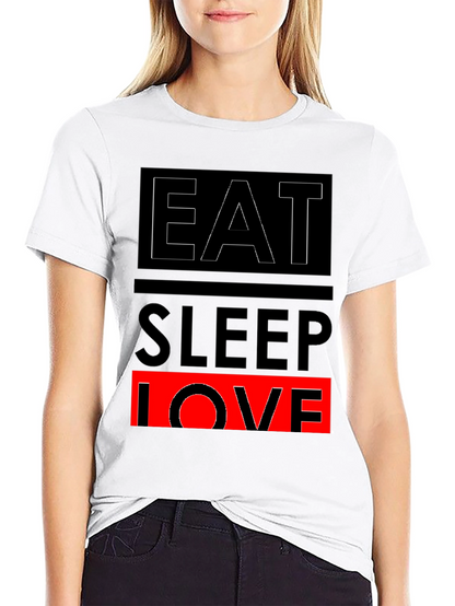 Eat Sleep Love Graphic Print Black T-Shirt