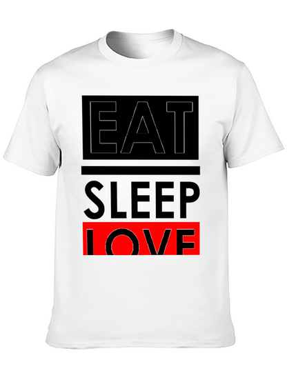 Eat Sleep Love Graphic Print Black T-Shirt