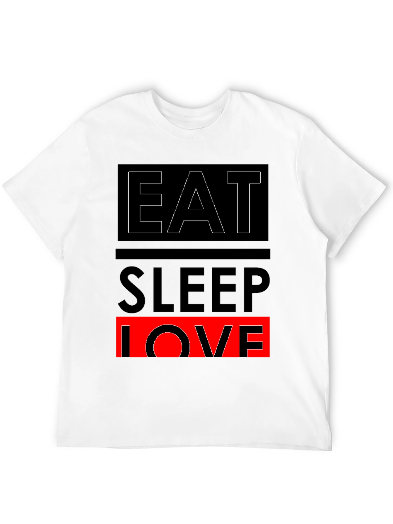 Eat Sleep Love Graphic Print Black T-Shirt