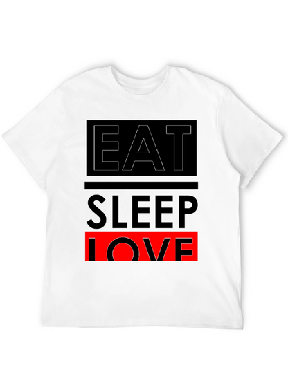 Eat Sleep Love Graphic Print Black T-Shirt