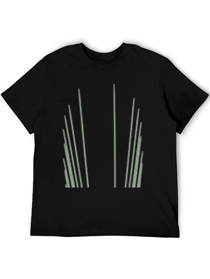 Abstract Striped Graphic Print Black T-Shirt