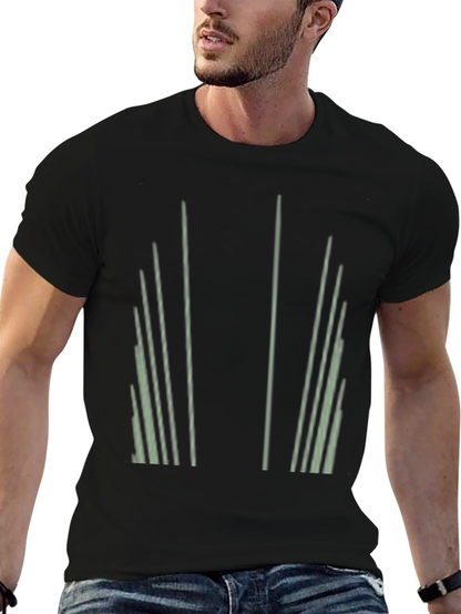 Abstract Striped Graphic Print Black T-Shirt