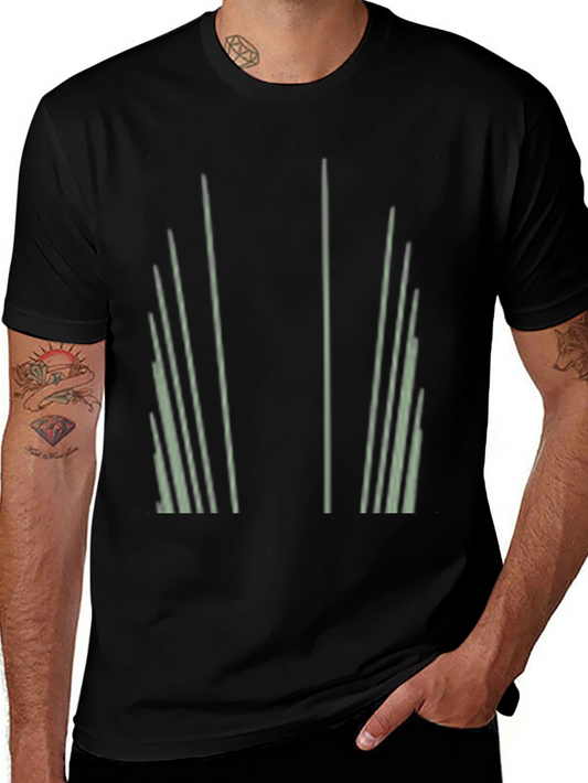 Abstract Striped Graphic Print Black T-Shirt
