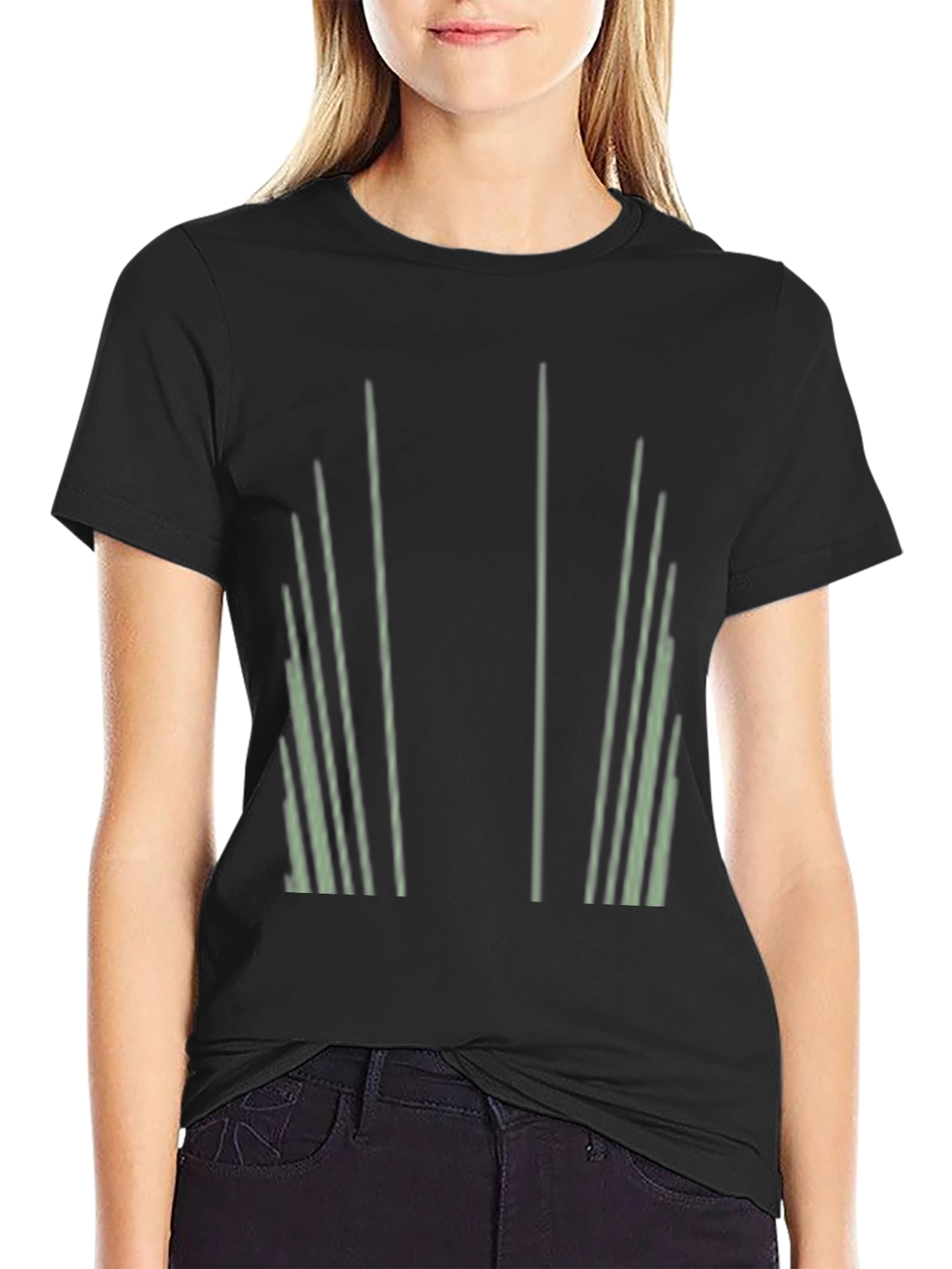 Abstract Striped Graphic Print Black T-Shirt