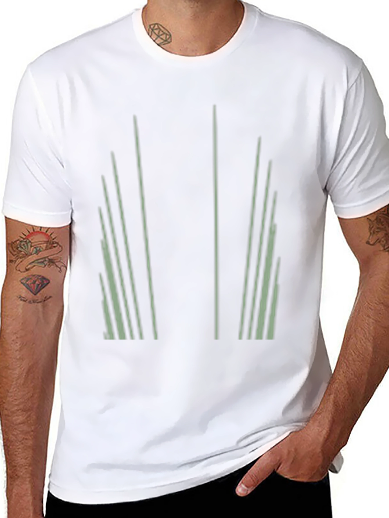Abstract Striped Graphic Print Black T-Shirt