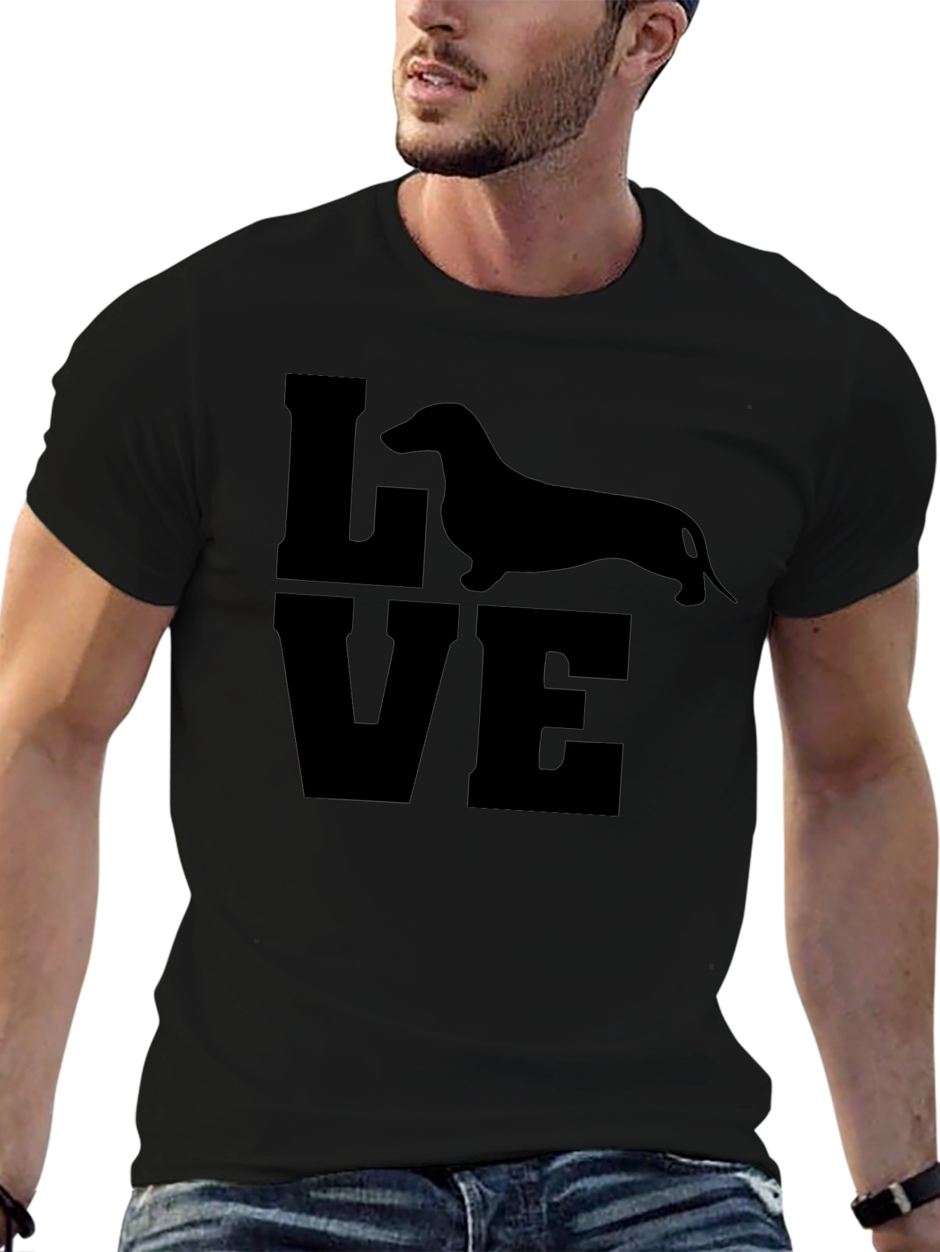 Dachshund Love Graphic Tee - Black