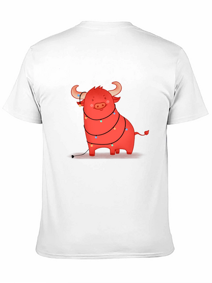 Festive Bull Graphic Tee - Holiday Cheer