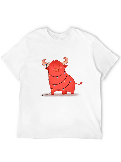 Festive Bull Graphic Tee - Holiday Cheer
