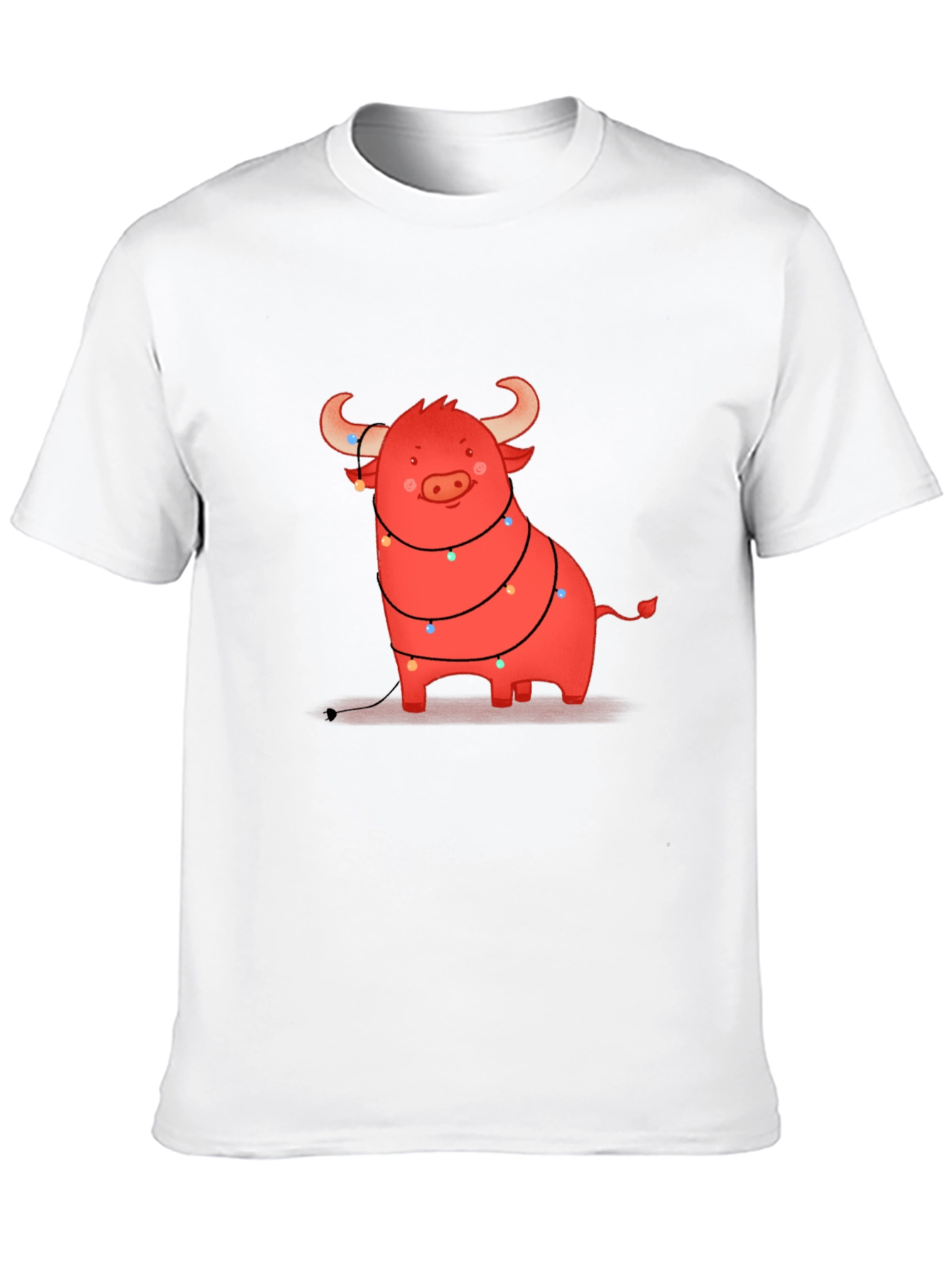 Festive Bull Graphic Tee - Holiday Cheer