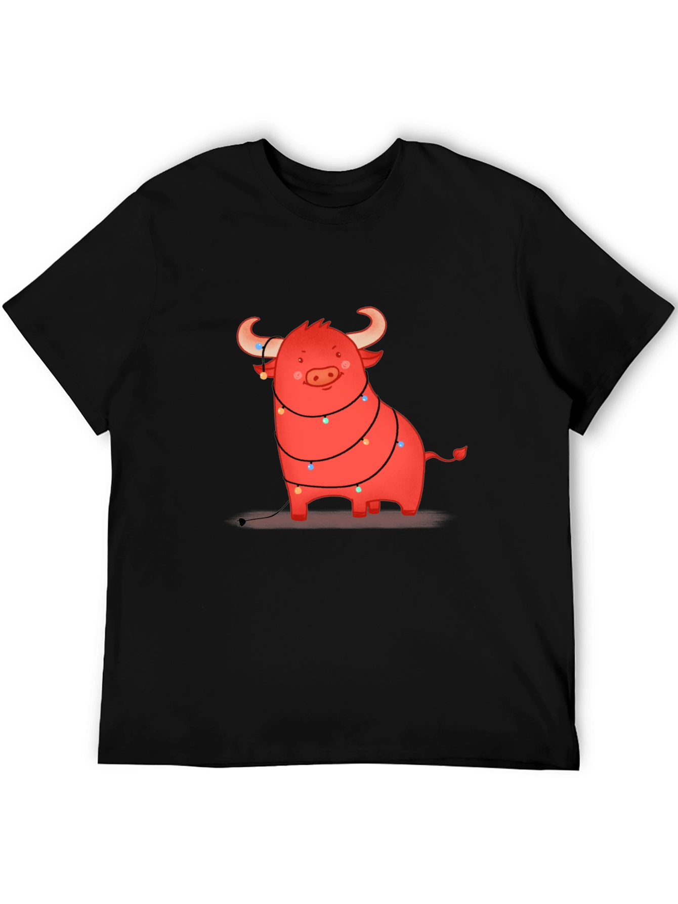 Festive Bull Graphic Tee - Holiday Cheer