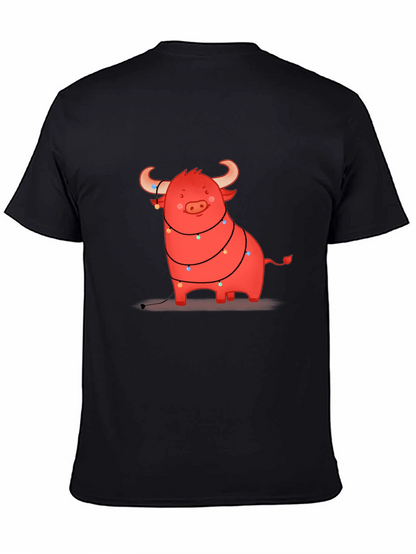 Festive Bull Graphic Tee - Holiday Cheer