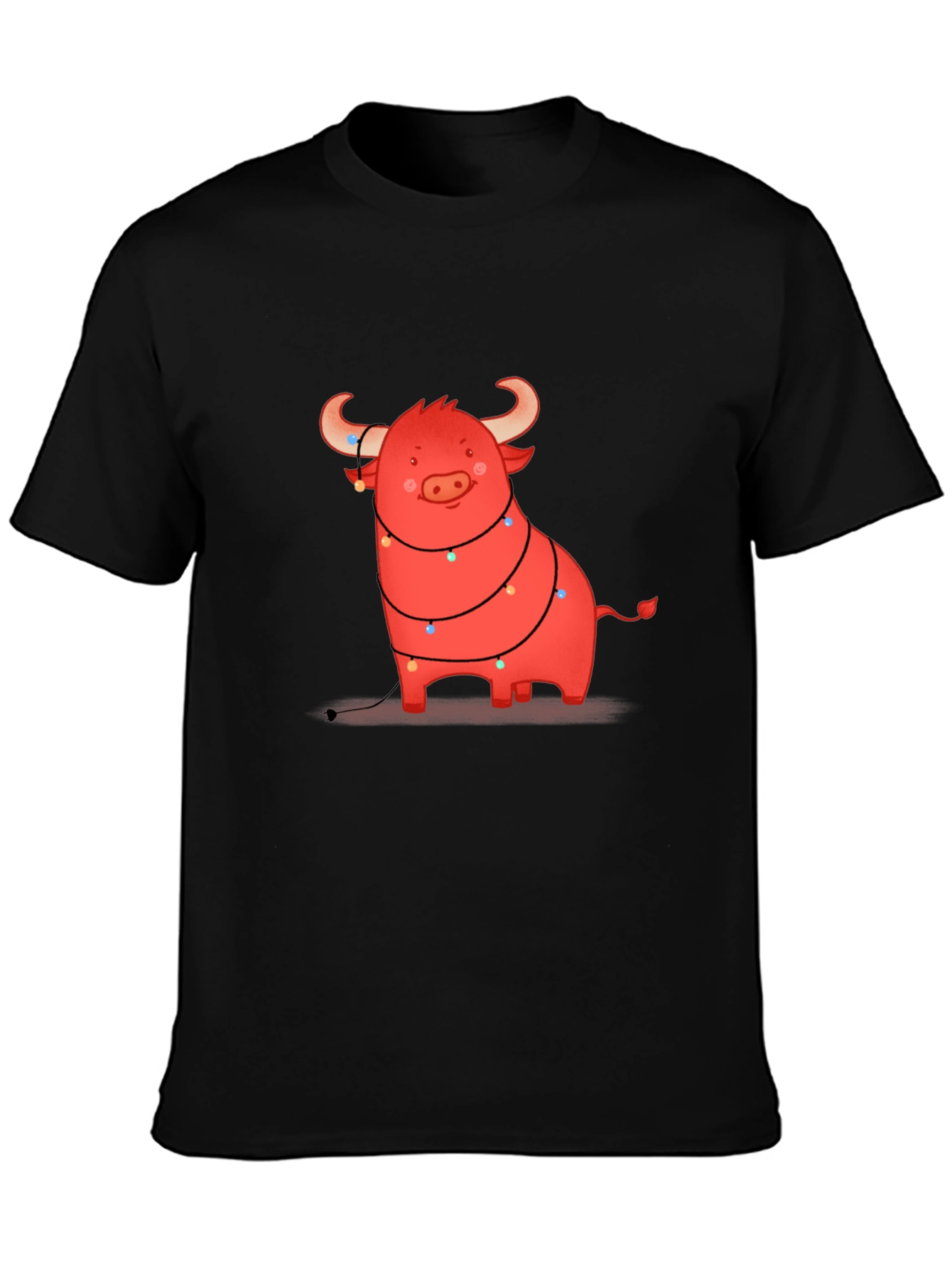 Festive Bull Graphic Tee - Holiday Cheer