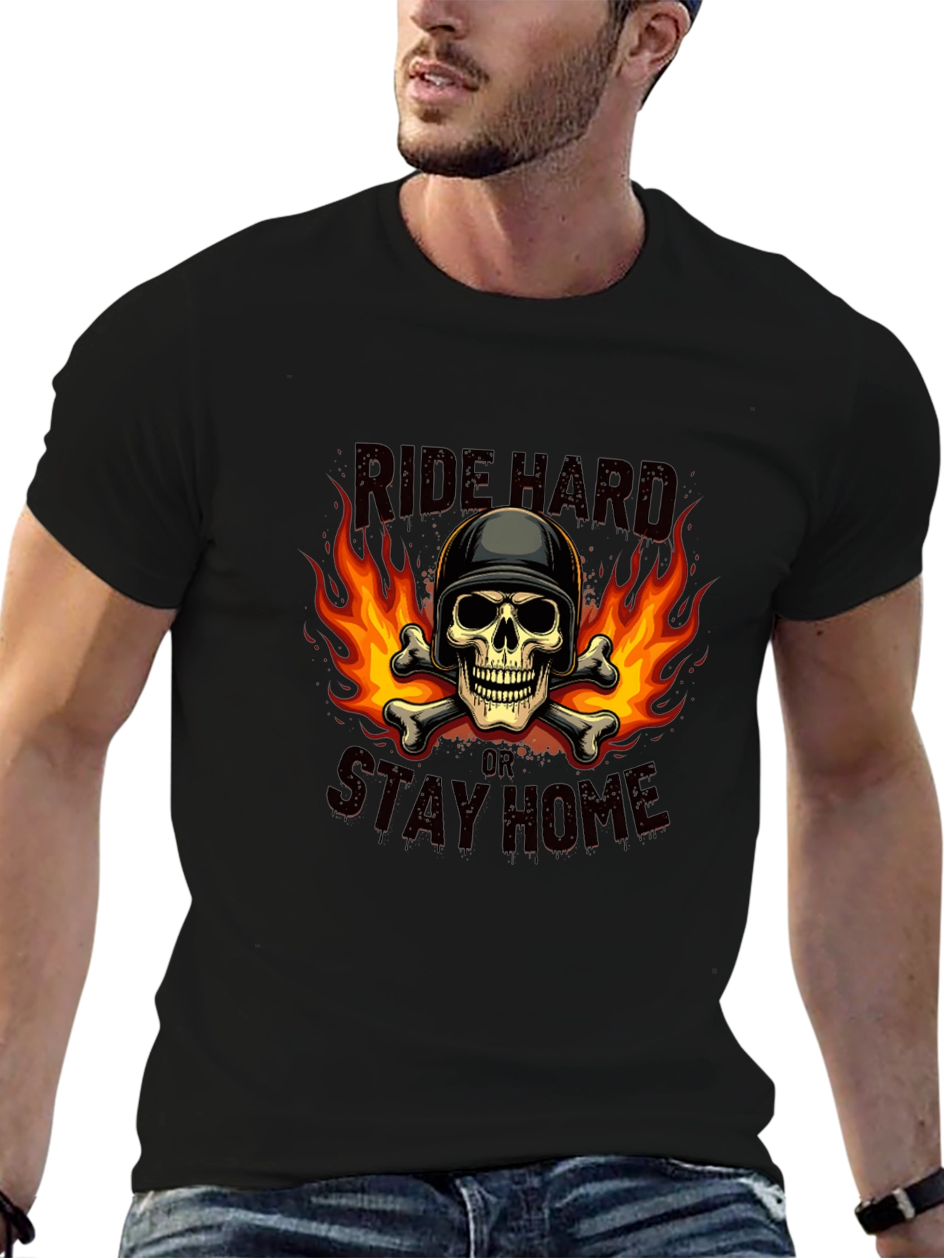 Ride Hard Skull Graphic T-Shirt