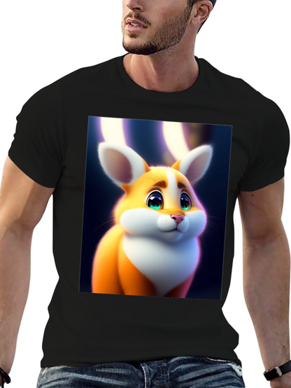 Cute Cartoon Bunny Graphic Tee - Soft Black Cotton