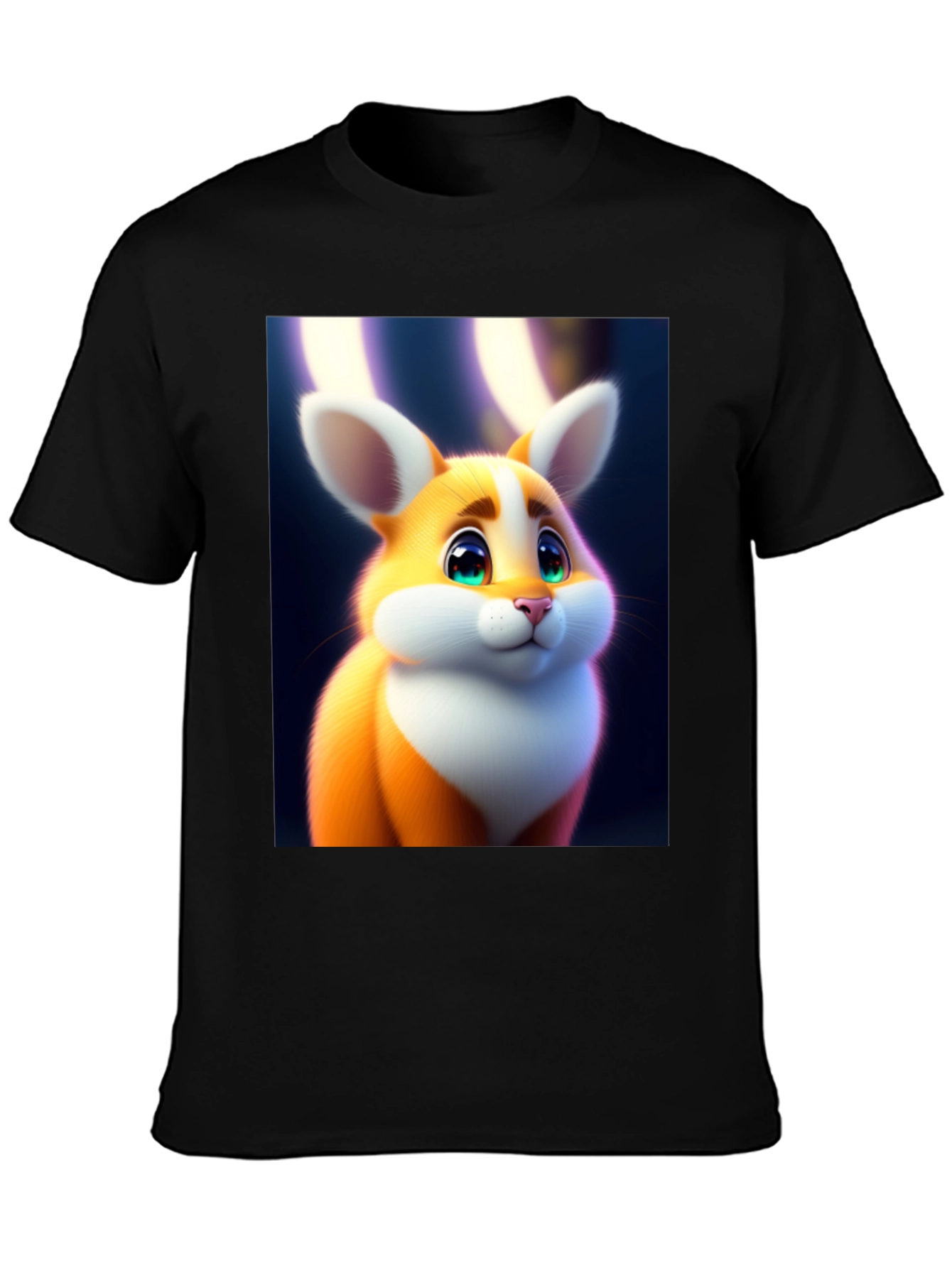 Cute Cartoon Bunny Graphic Tee - Soft Black Cotton