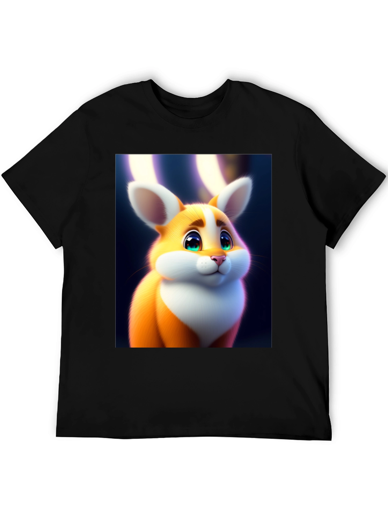 Cute Cartoon Bunny Graphic Tee - Soft Black Cotton