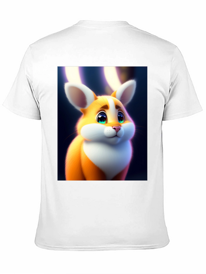 Cute Cartoon Bunny Graphic Tee - Soft Black Cotton